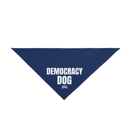 Democracy Dog Pet Bandana — Patriotic Blue Dog Bandana with 'DEMOCRACY DOG' Text
