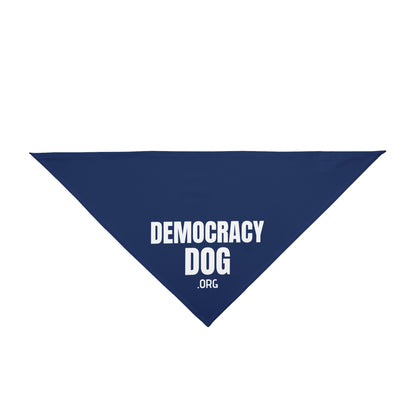 Democracy Dog Pet Bandana — Patriotic Blue Dog Bandana with 'DEMOCRACY DOG' Text